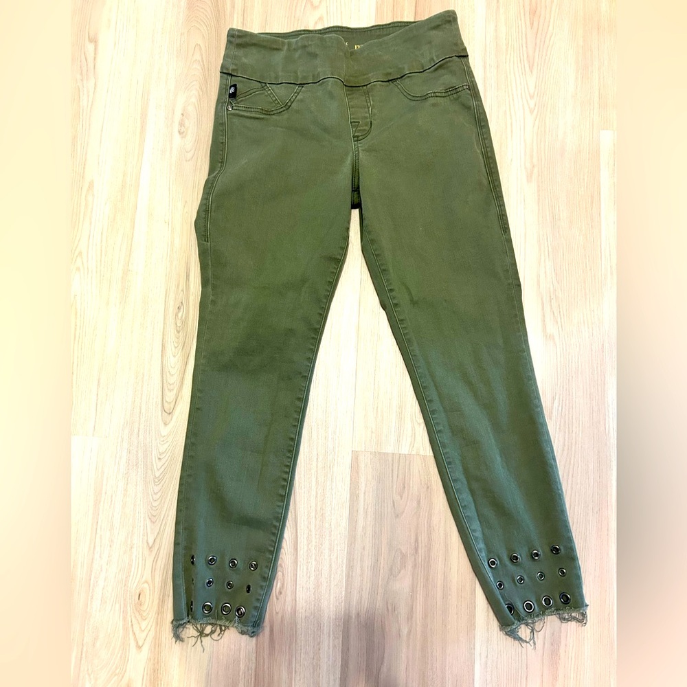 Rock & Republic Denim RX Fever Jeans M Army Green Women's Pants Frayed Grommet